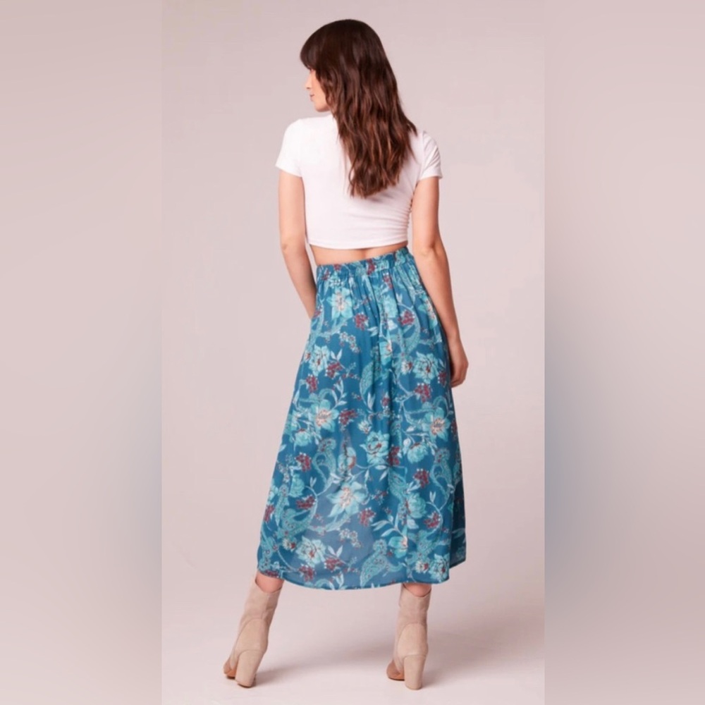 Floral Blue Midi Skirt - Picture 3 of 3
